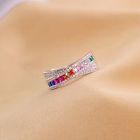 Wholesale Simple Style Geometric Copper Plating Inlay Zircon Rings main image 2