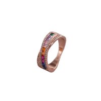 Wholesale Simple Style Geometric Copper Plating Inlay Zircon Rings main image 4