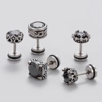 1 Piece Casual Vintage Style Geometric Stainless Steel Zircon Ear Studs main image 1