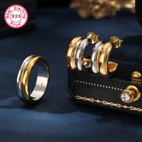 Elegant Simple Style Color Block Sterling Silver White Gold Plated Unisex Rings Earrings main image 1