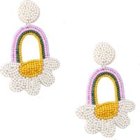 1 Pair Elegant Simple Style Plant Flower Hollow Out Stainless Steel Cloth Glass Drop Earrings main image 5