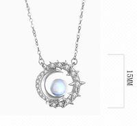 Sterling Silver Elegant Simple Style Moon Artificial Gemstones Zircon Pendant Necklace main image 2