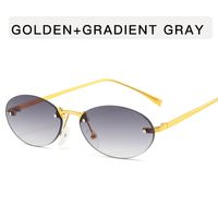 Fashion Streetwear Solid Color Ac Oval Frame Frameless Women's Sunglasses sku image 4
