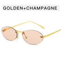 Fashion Streetwear Solid Color Ac Oval Frame Frameless Women's Sunglasses sku image 6