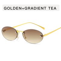 Fashion Streetwear Solid Color Ac Oval Frame Frameless Women's Sunglasses sku image 5
