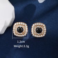1 Pair Elegant Lady Square Plating Inlay Copper Alloy Artificial Gemstones 18K Gold Plated Ear Studs main image 2