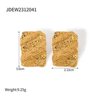 1 Pair IG Style Geometric Hammered 304 Stainless Steel 18K Gold Plated Ear Studs main image 2