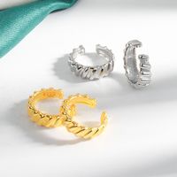 1 Pair Simple Style Solid Color Plating Sterling Silver Silver Plated Ear Cuffs main image 8