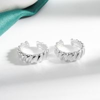 1 Pair Simple Style Solid Color Plating Sterling Silver Silver Plated Ear Cuffs main image 6