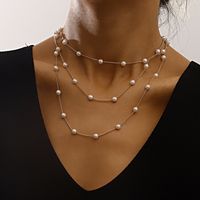Elegant Simple Style Geometric Alloy Plastic Plastic Women's Three Layer Necklace main image 3
