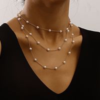 Elegant Simple Style Geometric Alloy Plastic Plastic Women's Three Layer Necklace main image 4