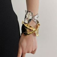 Hip-Hop Exaggerated Oversized Solid Color Alloy Irregular Plating Gold Plated Silver Plated Women's Bangle main image 4