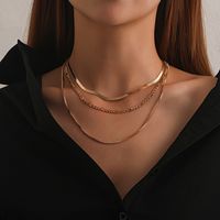 Hip-Hop Simple Style Geometric Alloy Women's Three Layer Necklace main image 1