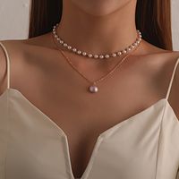 Elegant Simple Style Geometric Alloy Plastic Women's Double Layer Necklaces main image 5