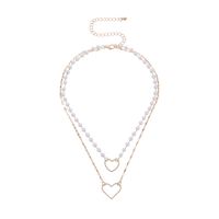 Elegant Simple Style Heart Shape Alloy Plastic Women's Double Layer Necklaces sku image 1