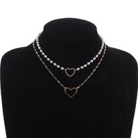 Elegant Simple Style Heart Shape Alloy Plastic Women's Double Layer Necklaces main image 3