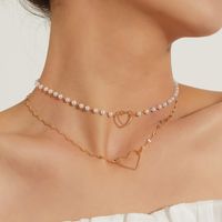 Elegant Simple Style Heart Shape Alloy Plastic Women's Double Layer Necklaces main image 6