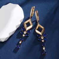 1 Pair Fairy Style Elegant Classic Style Water Droplets Tassel Inlay Copper Alloy Artificial Gemstones Rhinestones Drop Earrings main image 4