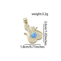 1 Pièce 18*26mm Le Cuivre Zircon Plaqué Or 18K Forme De Cœur Chat Brillant Pendentif sku image 4