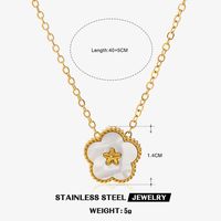 304 Stainless Steel 18K Gold Plated IG Style Inlay Flower Acrylic Necklace main image 2