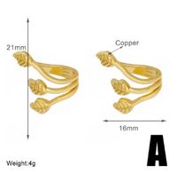 1 Pair Simple Style Irregular Geometric Leaves Inlay Copper Pearl Zircon 18K Gold Plated Ear Cuffs main image 2