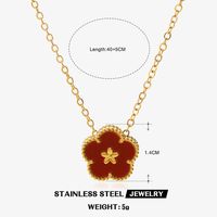 304 Stainless Steel 18K Gold Plated IG Style Inlay Flower Acrylic Necklace sku image 4