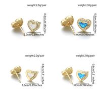 1 Pair Casual Simple Style Triangle Moon Heart Shape Copper Zircon 18K Gold Plated Ear Studs main image 3