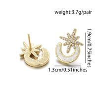 1 Pair Casual Simple Style Triangle Moon Heart Shape Copper Zircon 18K Gold Plated Ear Studs sku image 5