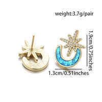 1 Pair Casual Simple Style Triangle Moon Heart Shape Copper Zircon 18K Gold Plated Ear Studs sku image 6
