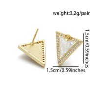 1 Pair Casual Simple Style Triangle Moon Heart Shape Copper Zircon 18K Gold Plated Ear Studs sku image 7