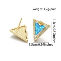 1 Pair Casual Simple Style Triangle Moon Heart Shape Copper Zircon 18K Gold Plated Ear Studs sku image 8
