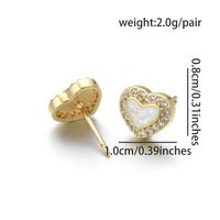 1 Pair Casual Simple Style Triangle Moon Heart Shape Copper Zircon 18K Gold Plated Ear Studs sku image 1