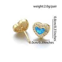 1 Pair Casual Simple Style Triangle Moon Heart Shape Copper Zircon 18K Gold Plated Ear Studs sku image 2