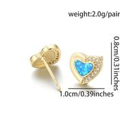 1 Pair Casual Simple Style Triangle Moon Heart Shape Copper Zircon 18K Gold Plated Ear Studs sku image 3