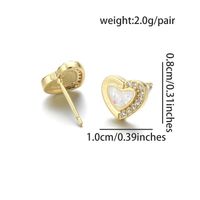 1 Pair Casual Simple Style Triangle Moon Heart Shape Copper Zircon 18K Gold Plated Ear Studs sku image 4