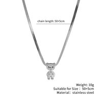 304 Stainless Steel Casual Simple Style Polishing Little Bear Zircon Pendant Necklace main image 2