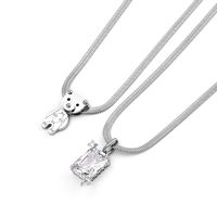 304 Stainless Steel Casual Simple Style Polishing Little Bear Zircon Pendant Necklace main image 4