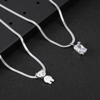 304 Stainless Steel Casual Simple Style Polishing Little Bear Zircon Pendant Necklace main image 6