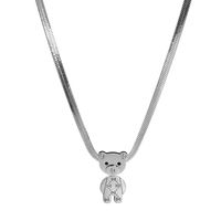 304 Stainless Steel Casual Simple Style Polishing Little Bear Zircon Pendant Necklace sku image 2
