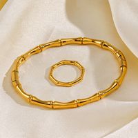 304 Stainless Steel 18K Gold Plated Simple Style Bamboo Rings Bracelets main image 4
