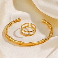 304 Stainless Steel 18K Gold Plated Simple Style Bamboo Rings Bracelets main image 5