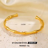 304 Stainless Steel 18K Gold Plated Simple Style Bamboo Rings Bracelets main image 2