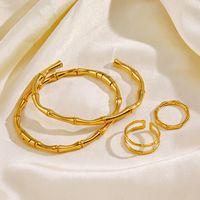 304 Stainless Steel 18K Gold Plated Simple Style Bamboo Rings Bracelets main image 3