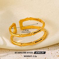304 Stainless Steel 18K Gold Plated Simple Style Bamboo Rings Bracelets sku image 1