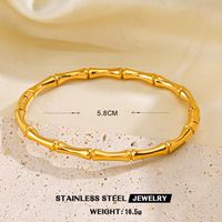 304 Stainless Steel 18K Gold Plated Simple Style Bamboo Rings Bracelets sku image 4