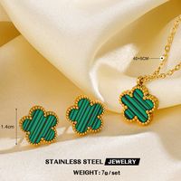 304 Stainless Steel 18K Gold Plated Simple Style Inlay Flower Acrylic Earrings Necklace sku image 3