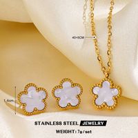 304 Stainless Steel 18K Gold Plated Simple Style Inlay Flower Acrylic Earrings Necklace sku image 4