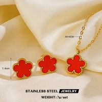 304 Stainless Steel 18K Gold Plated Simple Style Inlay Flower Acrylic Earrings Necklace sku image 2