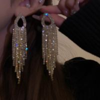 Fashion Tassel Alloy Inlay Artificial Diamond Women's Drop Earrings 1 Pair sku image 51