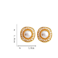 1 Pair IG Style Simple Style Round Inlay Alloy Pearl K Gold Plated Ear Studs main image 2